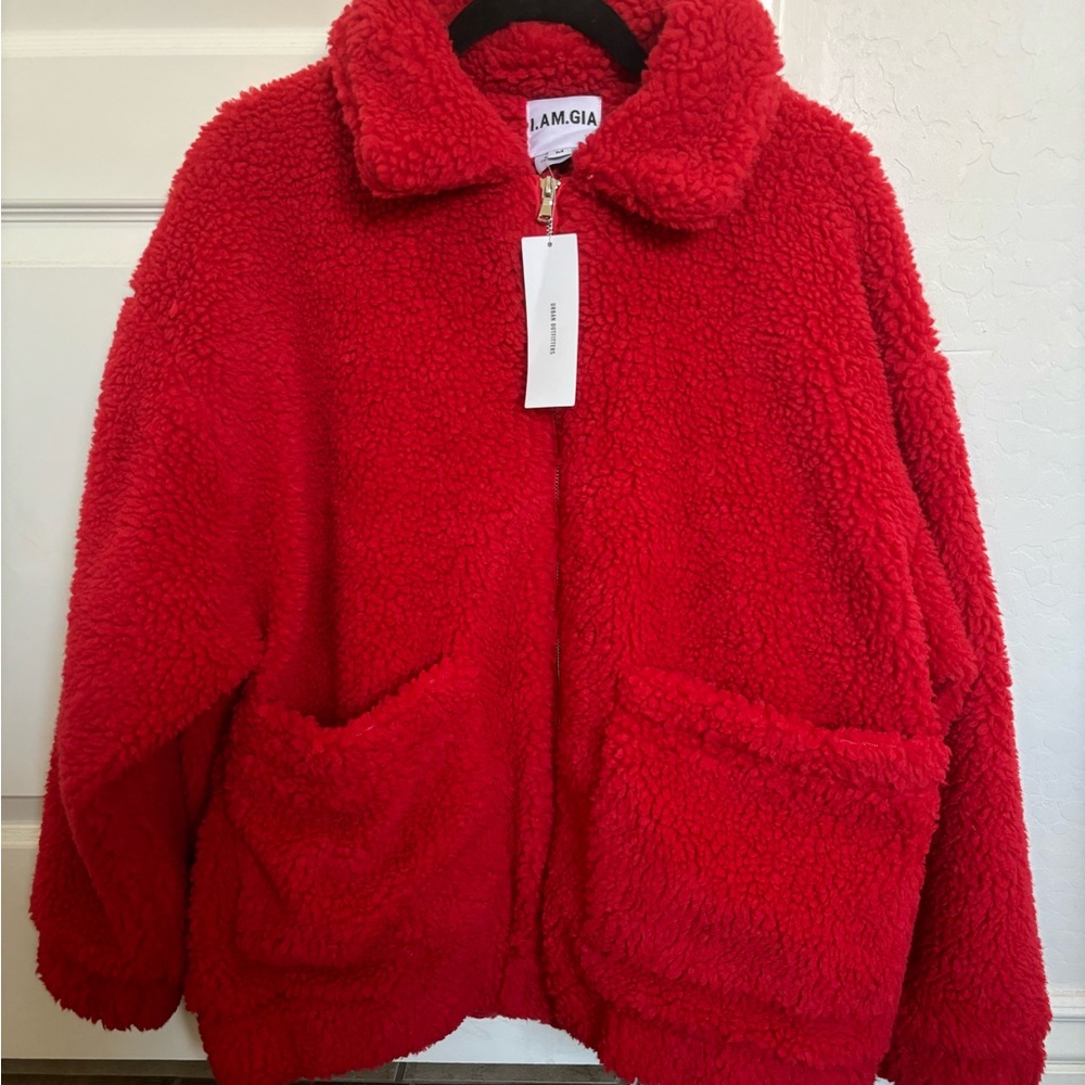 I AM GIA Sherpa Red Coat